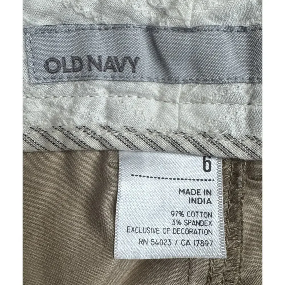 Old Navy Mini Utility Skirt Khaki Beige Women’s 6 Pockets Stretch Preppy NEW